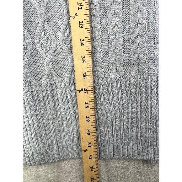 Chico's Cable Stitch Open Front Cardigan Sweater Gray Wool Cashmere Size 1 US M - Picture 11 of 16